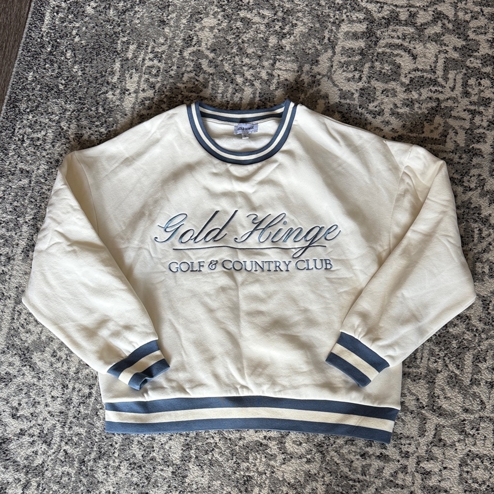 Gold Hinge Cream and Blue Sweater